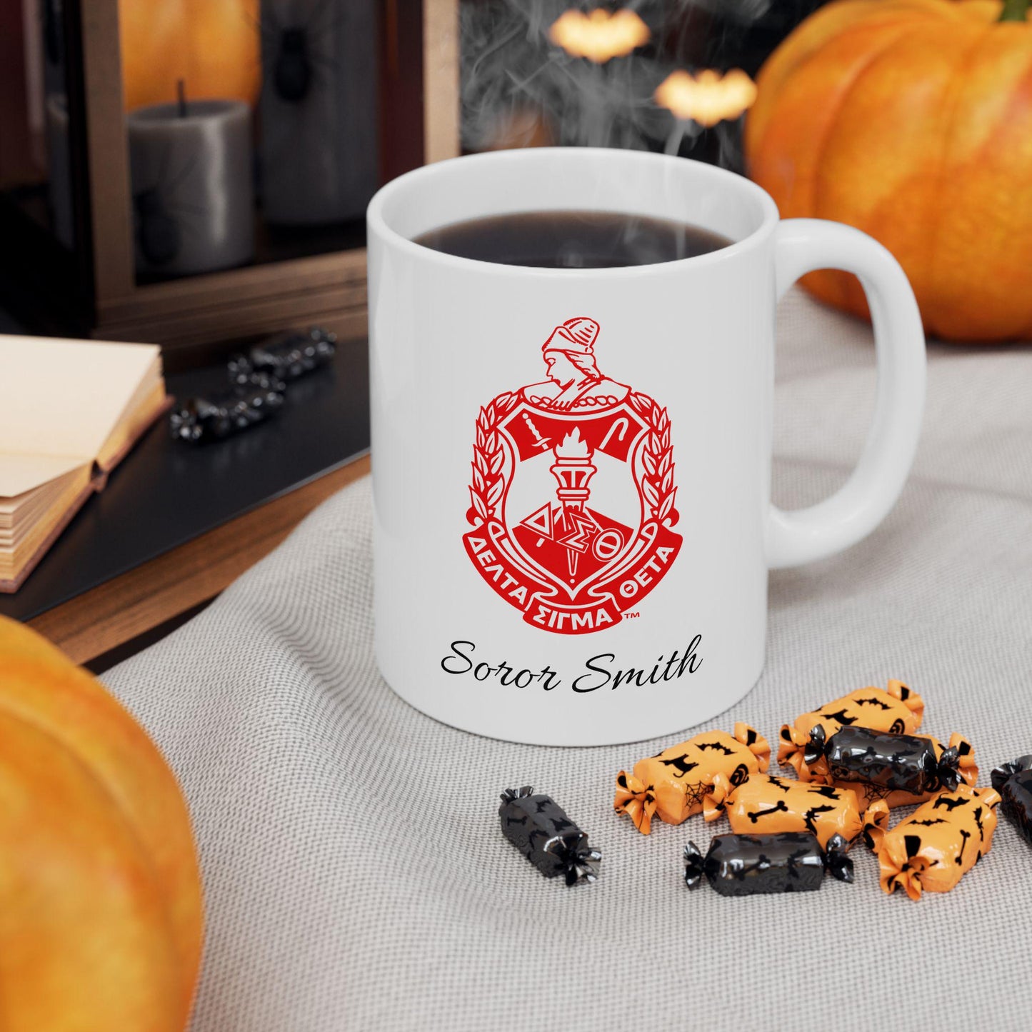 Personalized Delta Sigma Theta Mug Right Hand, Sorority Coffee Cup, Greek Letter Gift, Sisterhood Tea Mug, Custom Ceramic Drinkware, 11oz