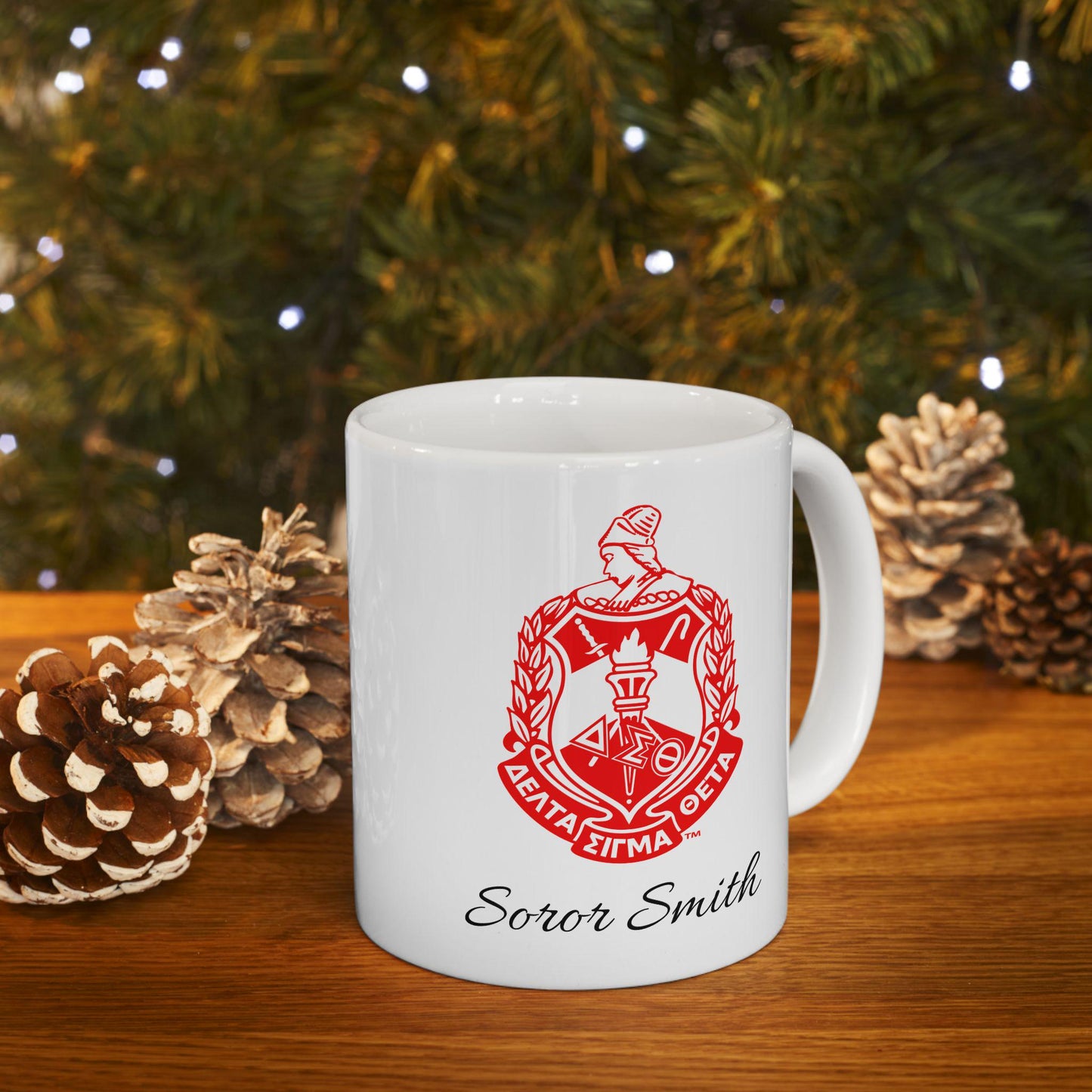 Personalized Delta Sigma Theta Mug Right Hand, Sorority Coffee Cup, Greek Letter Gift, Sisterhood Tea Mug, Custom Ceramic Drinkware, 11oz