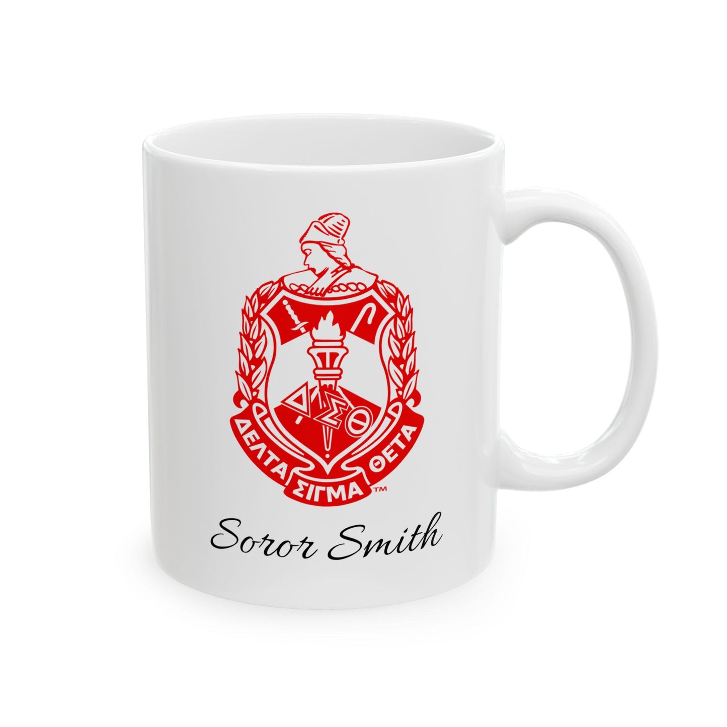 Personalized Delta Sigma Theta Mug Right Hand, Sorority Coffee Cup, Greek Letter Gift, Sisterhood Tea Mug, Custom Ceramic Drinkware, 11oz