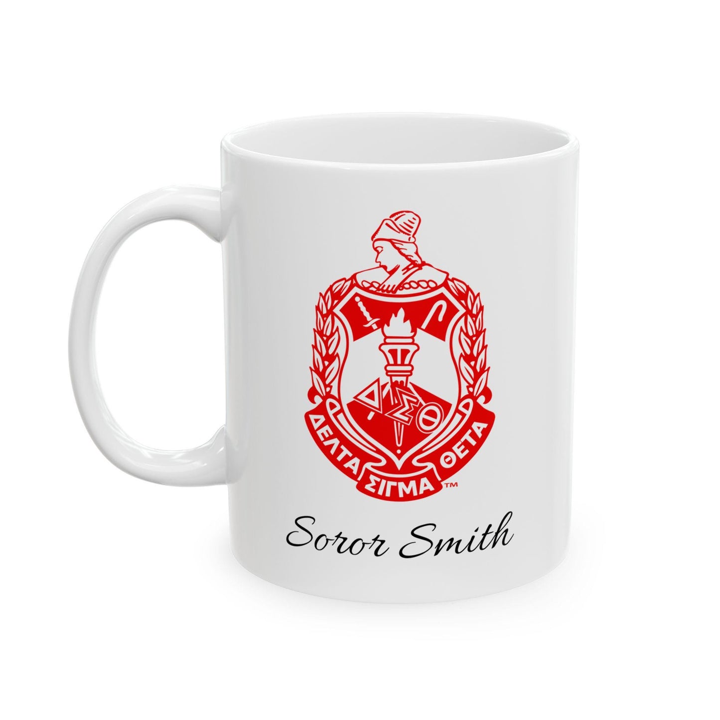 Personalized Delta Sigma Theta Mug Left Hand, Personalized Sorority Cup, Greek Gift, Sisterhood Tea Mug, Custom Ceramic Drinkware, 11oz