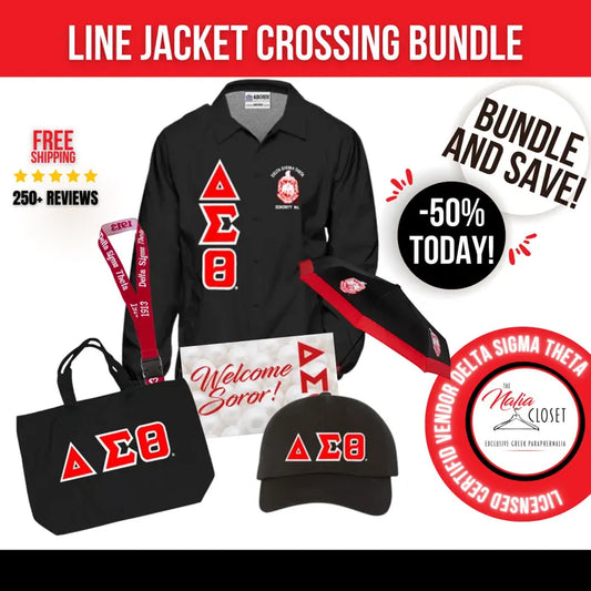 Bundle 2: Line Jacket Bundle | Delta Sigma Theta | Line Crossing Gifts| New Initiate Bundle | Yard Tote Bag, Umbrella, Cap, Lanyard