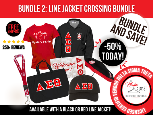 Bundle 2: Line Jacket Bundle | Delta Sigma Theta | Line Crossing Gifts| New Initiate Bundle | Stadium Bag, Umbrella, Cap, Lanyard