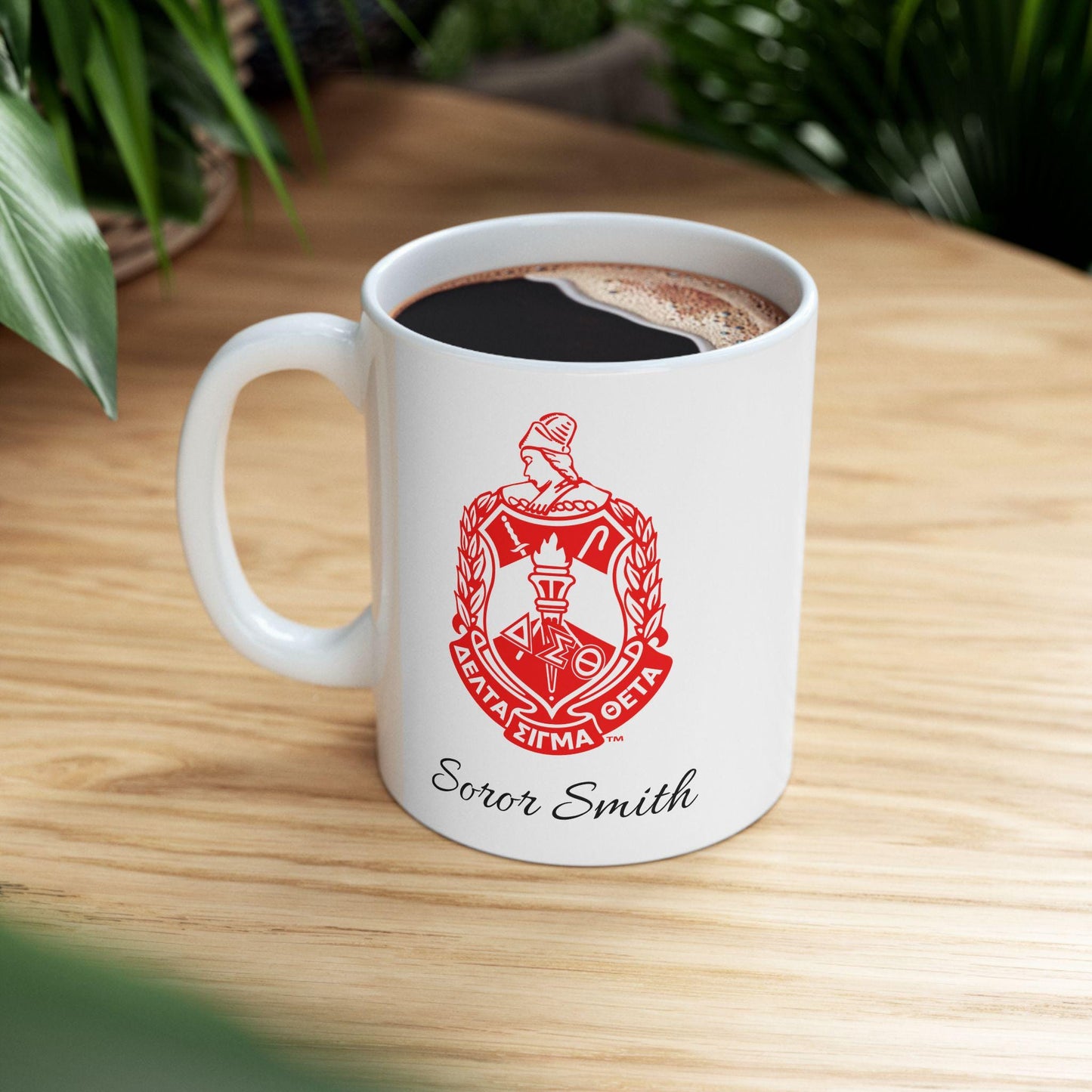 Personalized Delta Sigma Theta Mug Left Hand, Personalized Sorority Cup, Greek Gift, Sisterhood Tea Mug, Custom Ceramic Drinkware, 11oz