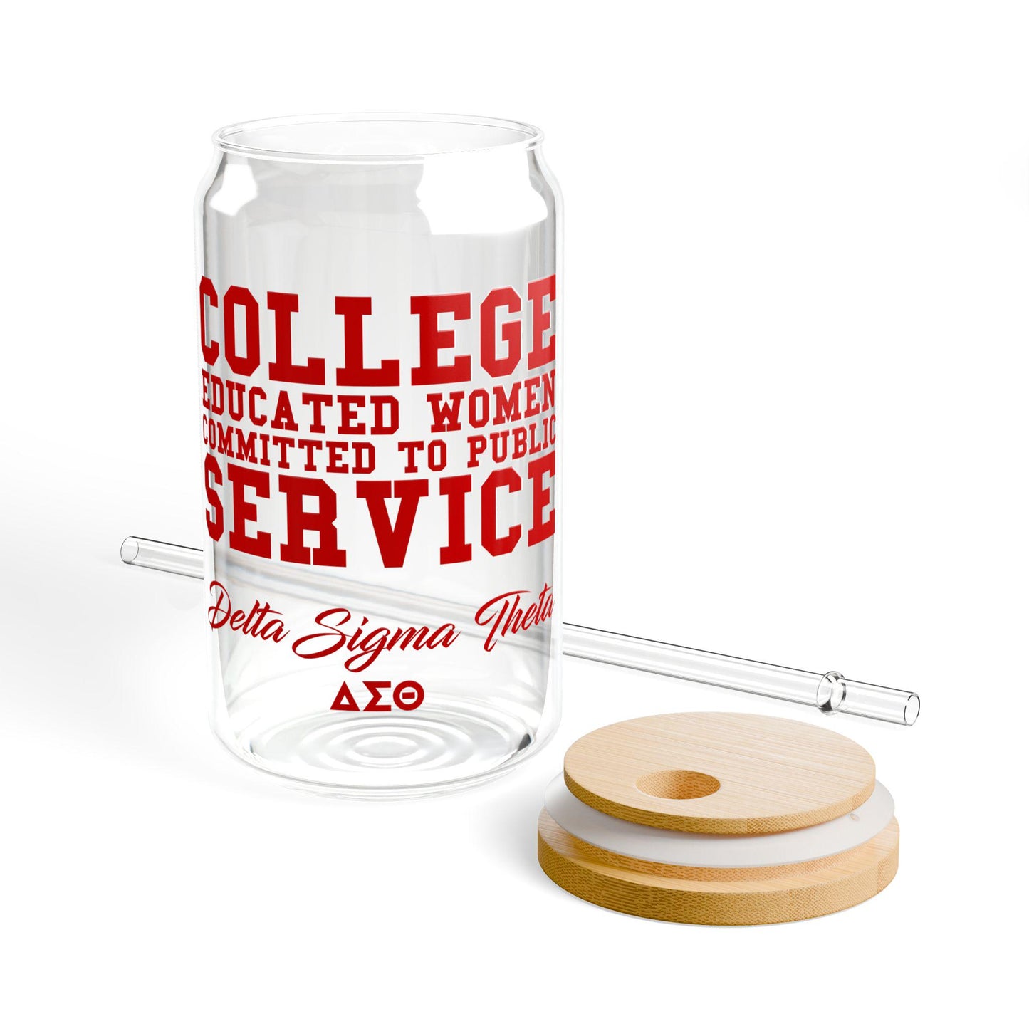 Delta Sigma Theta Mission Statement Glass Mug | 16oz DST Sipper Tumbler | Sorority Gift Must-Have | Delta Para | Divine Nine | w/ Straw+Lid see
