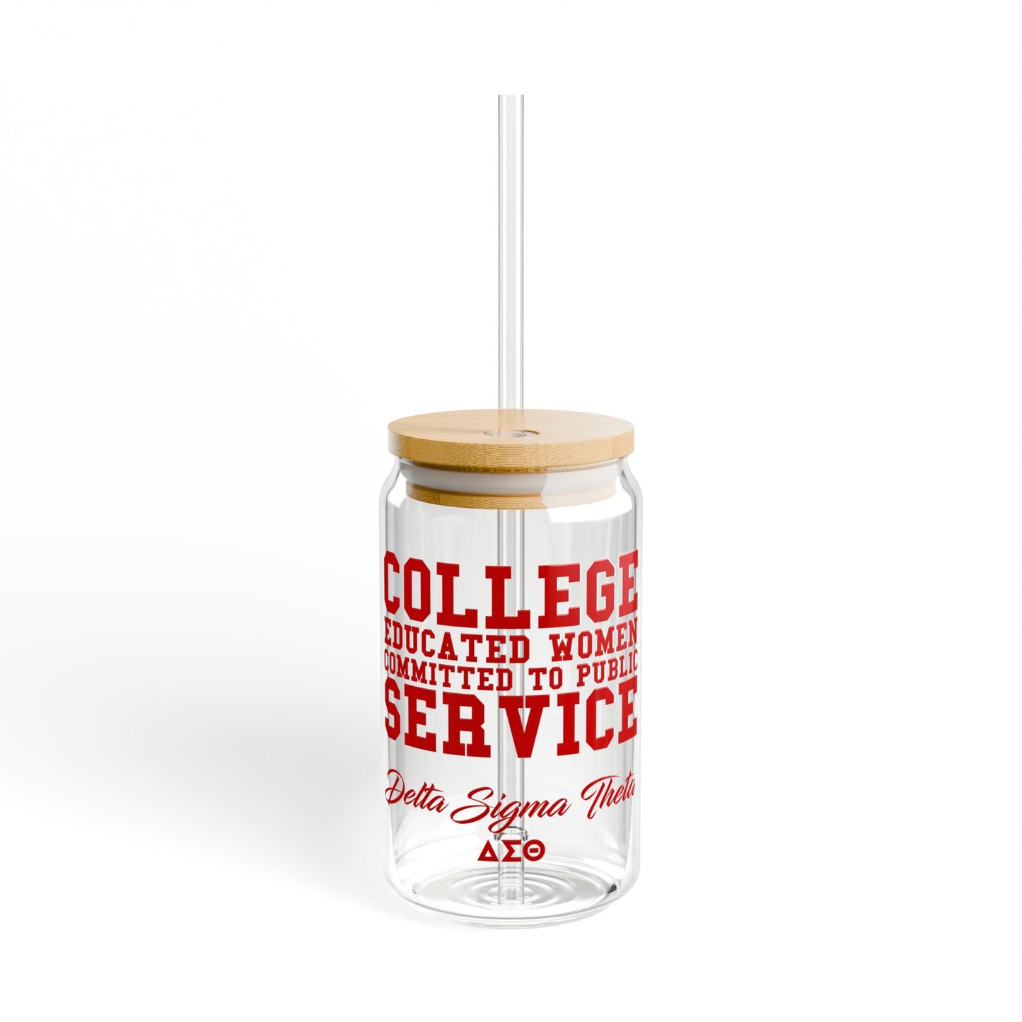Delta Sigma Theta Mission Statement Glass Mug | 16oz DST Sipper Tumbler | Sorority Gift Must-Have | Delta Para | Divine Nine | w/ Straw+Lid see