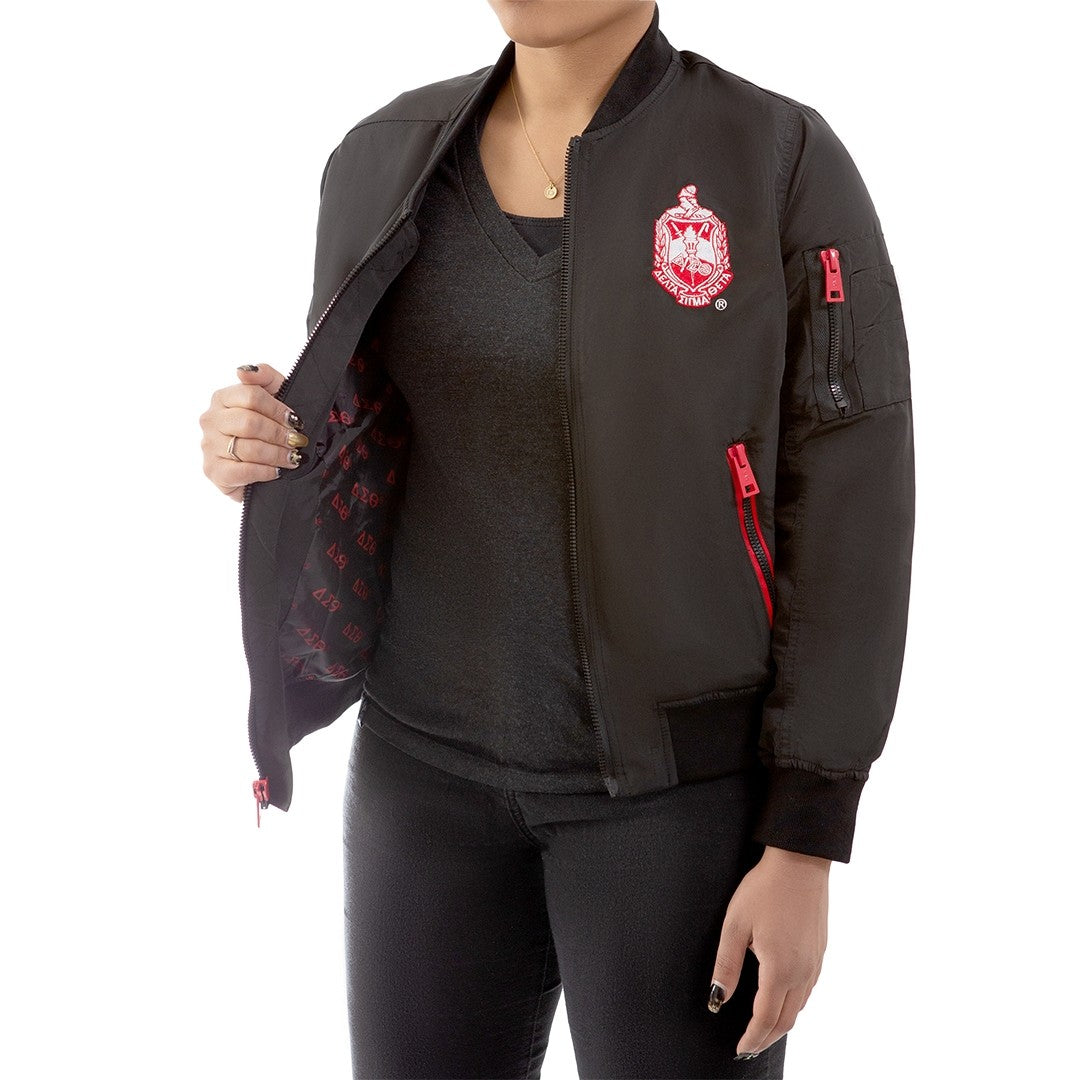 Delta Sigma Theta Satin Lined Bomber Jacket